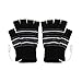 Black USB Powered Stripes Pattern Knitting Wool Heating Heated Gloves Fingerless Hand Warmer Mittens Laptop Computer Gloves