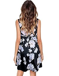 FINMYE - Vestido sin mangas con volantes y cuello en V, con bolsillo