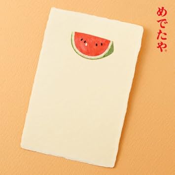 Amazon めでたや ちぎり絵はがき夏冷し西瓜 ポストカード 絵柄付はがき 文房具 オフィス用品