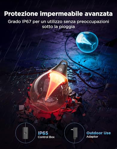 Govee Outdoor Lights, 15m Dimmable RGBWIC LED Chain Lights with 16 Million Colors and 111 Scene Modes, 80 lm for LED, 25,000 Hours Lifespan, Works with Alexa, Google Assistant, Matter
