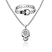 Miraculous Garden Mens Vintage Silver Tone Alloy Non Mainstream Hip Hop Skull Long Chain Pendant Necklace Link Bracelet Set for Halloween (Silver Tone)