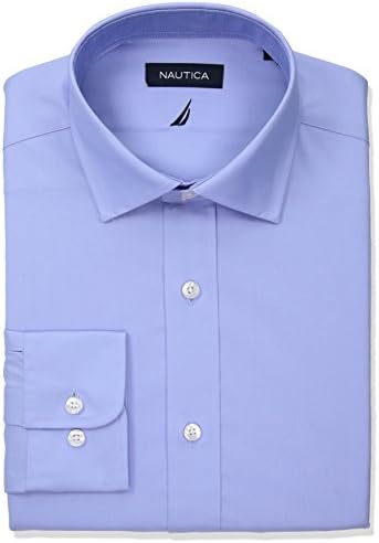17.5 35 dress shirt G-Style USA Men's Regular Fit Long Sleeve Solid Color Dress Shirts - Navy - 1X - 17-17.5