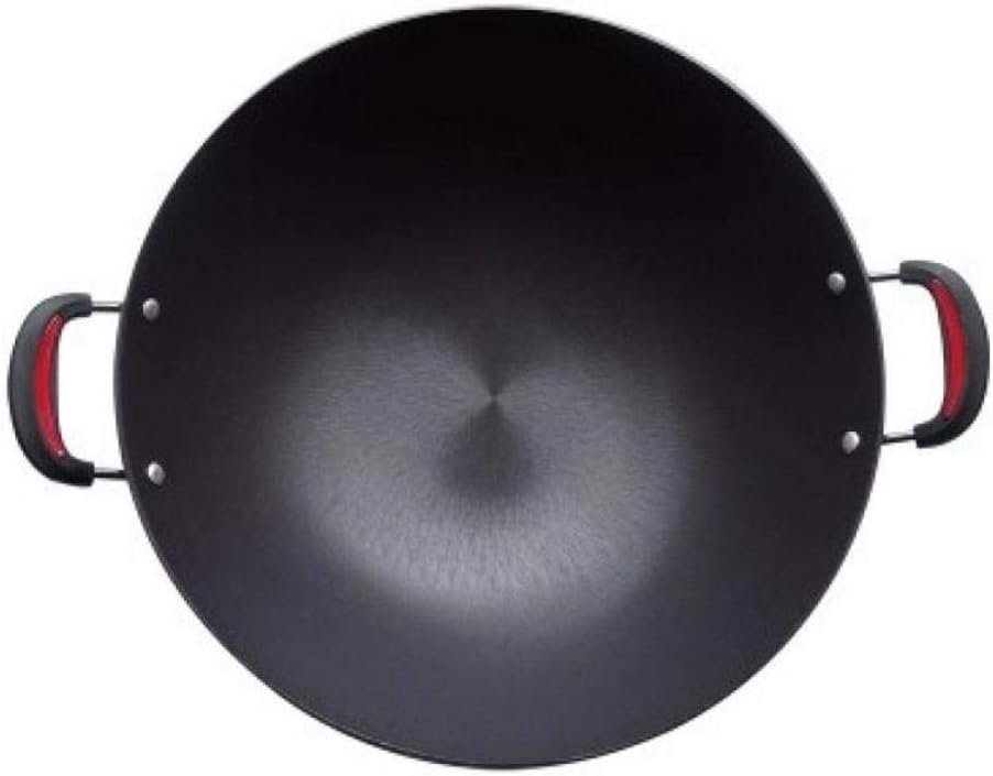 Oevino Frying Pans, Ultra Durable Nonstick Iron Pan Induction 44 Cm Scratch Resistant Wok Non-Stick Uncoated Woks, Heat Resistant,40CM Handmade and durable (Size : 40CM)
