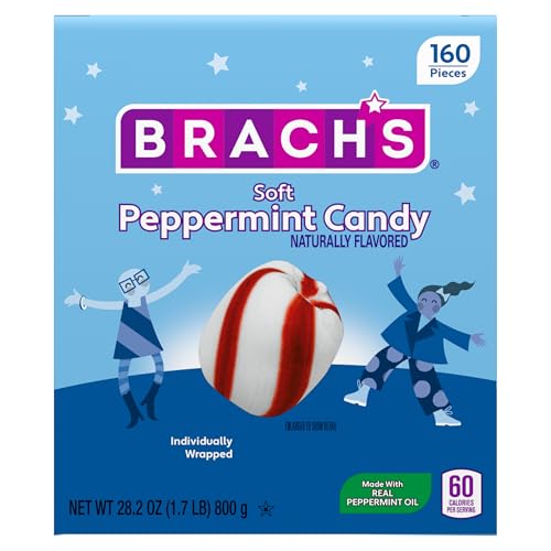BRACH’S SOFT PEPPERMINT CANDY, INDIVIDUALLY WRAPPED PIECES, 28.2 OZ CARTON (160 PIECES)