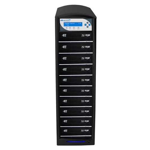 SharkBlu 10 Target Daisy Chain Blu-ray DVD CD Duplicator Tower with 500GB Hard Drive