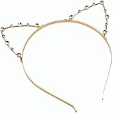Enyolidimk 1Pcs Gold Rhinestone Cat Ears Headband Crystal Cat Ears Hair Band for Women Halloween Cosplay Costume Accessory Women's Costume Headwear Accessories