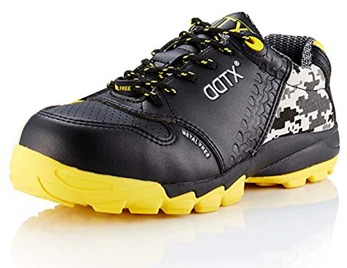 DDTX S1P Men's Athletic Work Shoes Lightweight Composite Toe Safety Shoes Black (10)