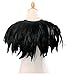 L'VOW Fashion Feather Cape Stole Black Shawl Iridescent