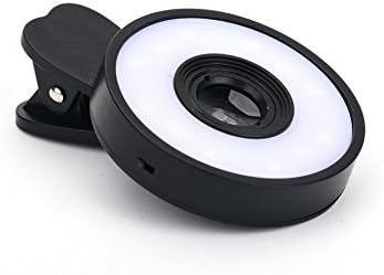 Comfkey Clip-On 180 Degree Fish-Eye Lens with LED Selfie Fill-in Light (No Dark Corner) + 0.67X Wide Angle + Macro Lens For iPhone 6 6 Plus, iPhone 5 5S 4 4S (Black)