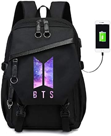 Amazon.com: JUSTGOGO KPOP BTS Bangtan Mochila para niños Mochila para  ordenador portátil con puerto de carga USB