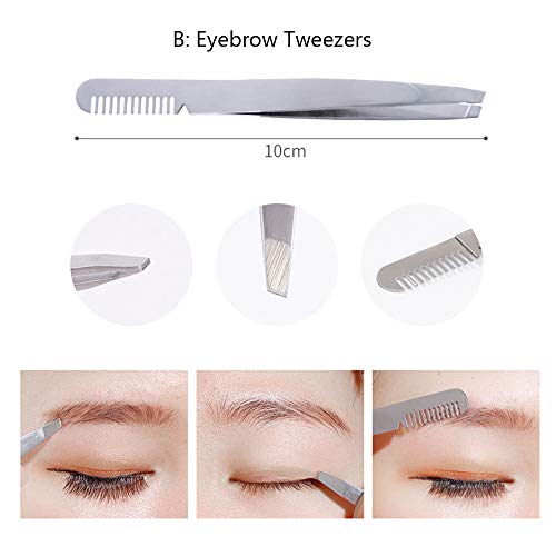MissLytton Eyelash Extension Tweezers Kit, False Eyelash Applicator Tools, Stainless Steel Eyebrow Scissors Curved & Pointed Tip Tweezers Set for Applying Eyelids, Eyebrow, Ingrown Hair (Set of 7)