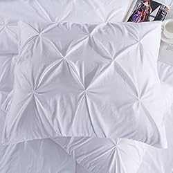 3Pcs Pinch Pleated Comforter Set - White Solid