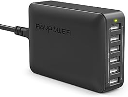 RAVPower 60W 12A 6-Port USB Charger Desktop Charger Charging Station with iSmart Technology