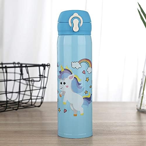 INFInxt Unicorn Stainless Steel Cute Water Bottle 500ml (Blue)