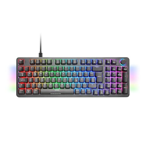 Mars Gaming MKMINIPRO, Clavier mécanique Ultra-Compact 60%, commutateurs mécaniques Hot-Swappable, éclairage RGB Chrome, Clavier Gaming Antighosting, Multiplateforme, Switch Silencieux, US, Noir