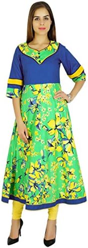Amoghah Floral Women Cotton Anarkali Kurti Indian Flaired Blouse Kurta Gift