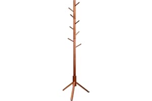 SEANTUA Wooden Coat Rack Free Standing Coat Tree with 8 Hooks, 3 Adjustable Sizes, NO Tools Required, Entryway Coat Stand Coa