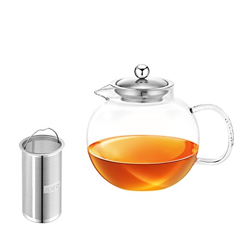 JUEQI Glass Teapot with Removable Infuser, Stovetop Safe Kettle