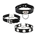 BEINY 3 PCS Black Gothic Punk PU Leather Choker Necklace Collar Hoop Chain Set Classic with Charms for Women Girls (3 PCS A SET)