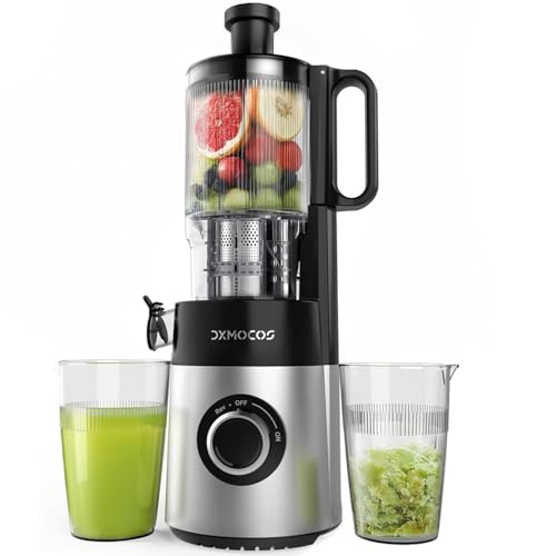 Cold Press Juicer Machine, 5.2" Wide Feed Chute Juice Extractor, 54 oz Large Hopper, Easy to Clean & High Juice Yield, BPA Free, Slow Masticating Juicer for Whole Fruits & Vegetables