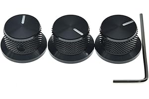 Dopro 3-Pack Set Screw Style Aluminium Potentiometer Knobs 1/4" Universal Top Hat Knobs Bell Volume Tone Control Knobs for Guitar/Bass/AMPS/Preamps Black with Indicator
