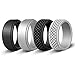 Silicone Wedding Ring for Men, Gym Sports Leisure Work, Crosshatch & Mid-Raised, Rubber Wedding Rings, 4 Pack