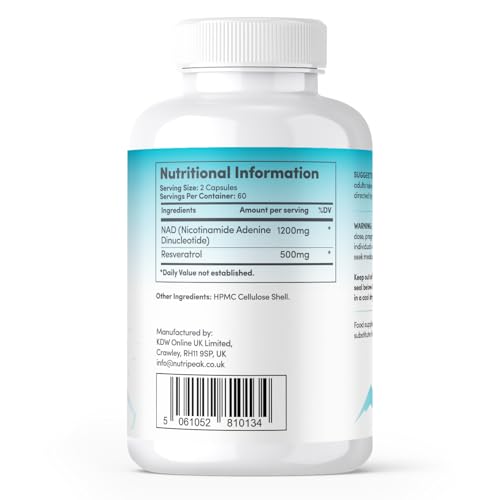 Max Strength NAD+ Supplement | 1200MG | 120 Capsules | Increase NAD Levels | Enhance Anti Aging Effects | Increase Energy Levels | Improve Sleep Quality | Vegan & Gluten Free