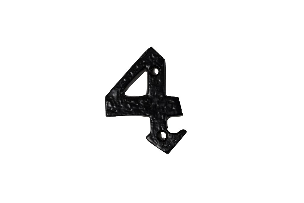 Merriway BH01864 Black Antique Style Screw-On House Flat Gate Post Numeral 75 mm (3 Inch) Number 4