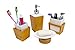Bamboo Bathroom Accessories Set – Wood Bathroom Set Complete with Soap Dispenser, Toothbrush Holder, Soap Holder, Mug – Bamboo Wood Bathroom Modern Vanity Set