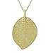 Feelontop Costume Jewelry Gold Color Alloy Leaf Design Pendant Necklace for Women with Jewelry Pouch