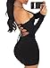 TOB Women's Sexy Off Shoulder Backless Lace Up Club Bodycon Mini Dress,Black,X-Large