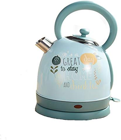 MYJ Vintage Pattern Household Food Grade 304 Stainless Steel Imported Speed Burning Electric Kettle Printing,Blue,1.7L
