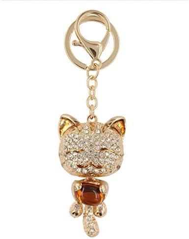 Yiano Novelty Bling Crystal Rhinestone Cute Cat Metal Pendant Keyring Keychains