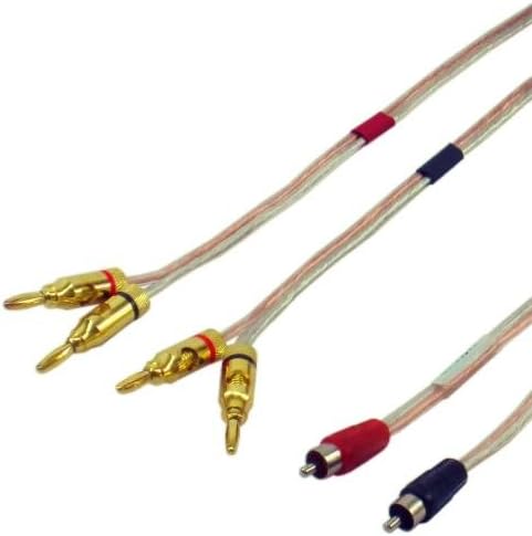 16 AWG Speaker wire with RCA Male to 1 pair Banana Plugs - Pair (Red/Black), 25 Foot