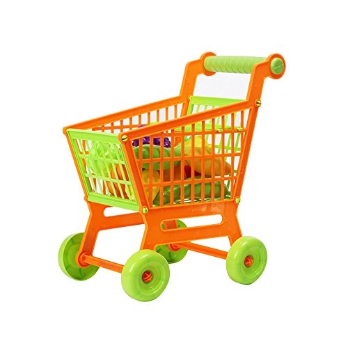 Kids Children Mini Shopping Cart with Full Grocery Food Pretend Play and Learn Toy Set for Kids Toddlers Children for Fun