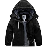 KVE Girl's Waterproof Ski Jacket Warm Fleece Winter Jacket Windproof Hooded Snow Coat Mountain Sportswear Outdoor Raincoat