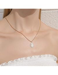 Collar de oro de 18 quilates con medallón de la Virgen María, collar con medalla milagrosa para mujer