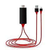 Lightning to HDMI, T-CORE USB to HDMI Lightning Adapter , Apple to HDMI Adapter 1080P AV Adapter HDTV Cable Upgraded 6.6ft for iPhone X /8 7/6/5 Series, Pad Air/mini/Pro(Plug and Play) (Red)