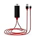 Lightning to HDMI, T-CORE USB to HDMI Lightning Adapter, Apple to HDMI Adapter 1080P AV Adapter HDTV Cable Upgraded 6.6ft for iPhone X/8 7/6/5 Series, Pad Air/mini/Pro(Plug and Play) (Red)