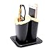Pomeat Eyeglass Holder, Black PU Leather Glasses Stand Case, Plush Lined Protective Eyeglasses Case for Desks or Nightstands