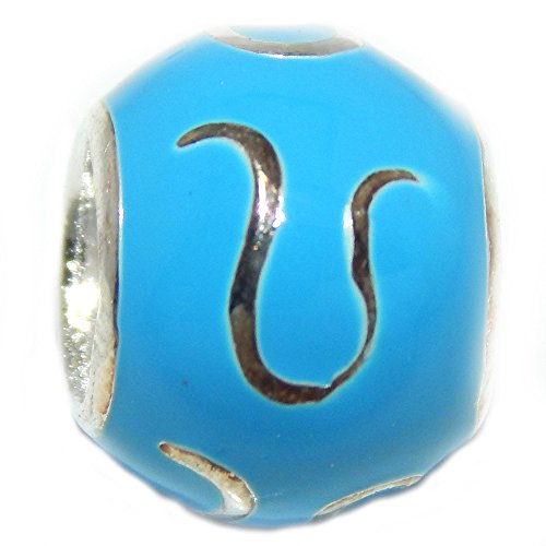 Pro Jewelry 925 Solid Sterling Silver Blue Barrel with Leo Zodiac Sign Charm Bead
