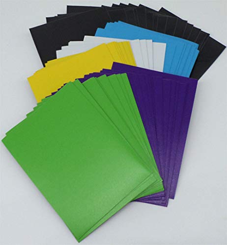 docsmagic.de 5 x 100 Premium Bi-Color Card Sleeves Mat Light Blue Green Yellow White Purple/Black Standard Size 66 x 91
