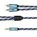 EMK RCA Cable 3.5mm Male to 2RCA Male Stereo Audio Adapter Cable[Nylon Braided,Durable and Flexible] AUX RCA Y Cord Compatible with Smartphones, MP3, Tablets, Speakers - Blue (3Ft/1Meters)