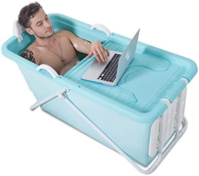 Portable Bathtub, Extra Large Thick Collapsible Bathing Tub Plastic Bathing Bucket Easy To Install 3 Colours (Color : Blue)
