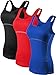 Neleus Women's 3 Pack Dry Fit Compression Athletic Tank Top,3 Pack:Black,Blue,Red,Medium