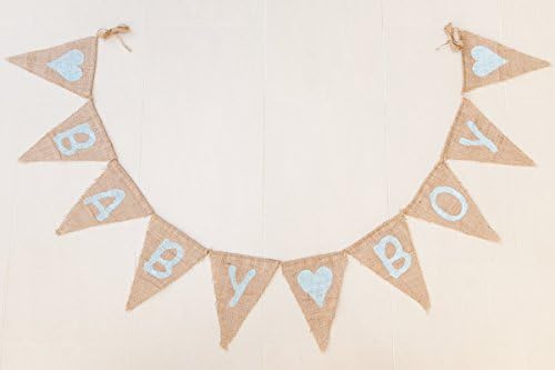 BABY BOY Bunting - Baby Shower Vintage Handmade Burlap / Hessian Bunting Shabby Chic Rustic Banner