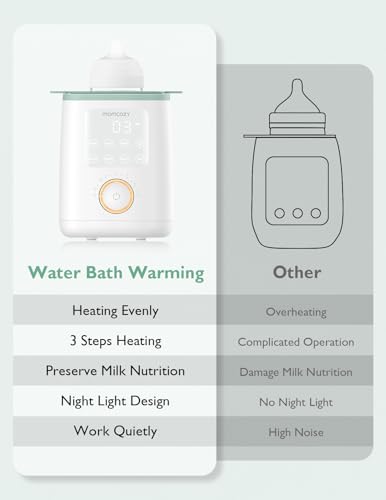 Momcozy Baby Bottle Warmer for Breast Milk, Fullest Nutrients Preserved | Fast & Even Heat, Night Light for Nighttime Breastfeeding, One-Touch Easy Use, Newborn Essentials Supplies Gift for Mom