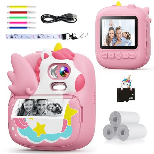 CAMCLID Kids Camera Instant Print, 12MP & 1080P