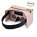 Google Cardboard,2 Pack VR Headsets 3D Box Virtual Reality Glasses with Big Clear 3D Optical Lens and Comfortable Head Strap for All 3-6 Inch Smartphones