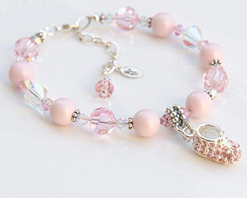 swarovski baby shoes pink